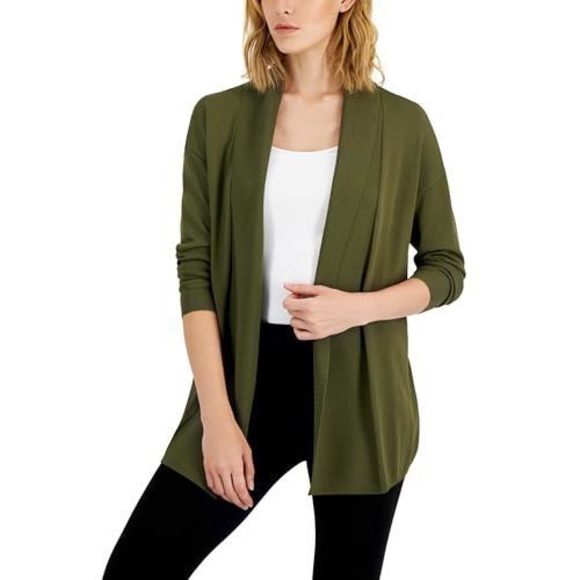 Women's Open-Front Cardigan Burnt Olive S - Picture 2 of 2